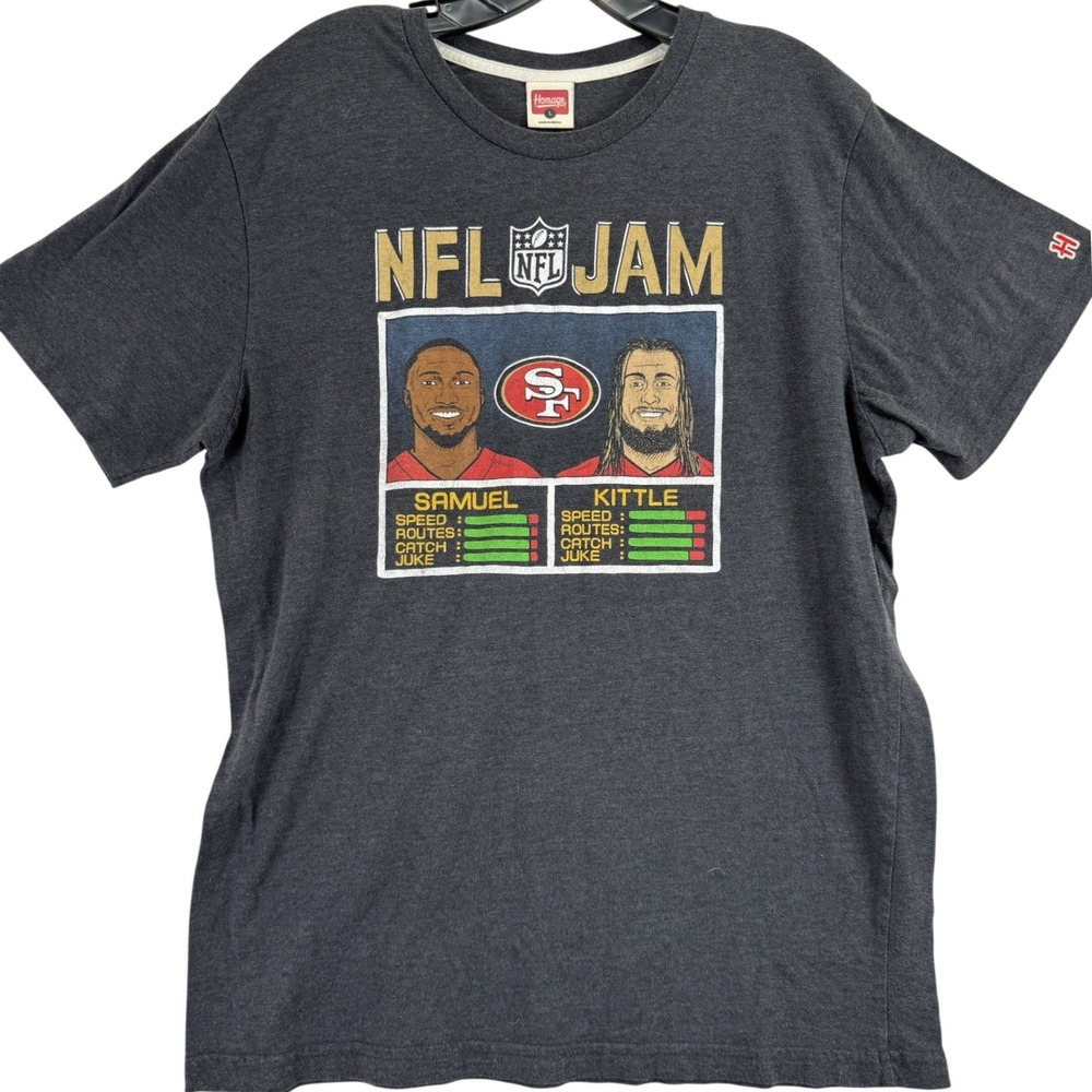 49ers Homage NFL Jam‎ T-Shirt Mens L Charcoal Samuel Kittle Graphic Tee Retro